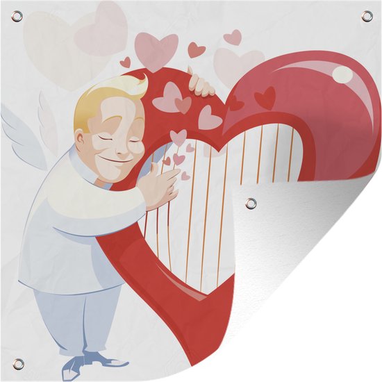 Tuinposters Illustratie van een harp in de vorm van een hart - 50x50 cm