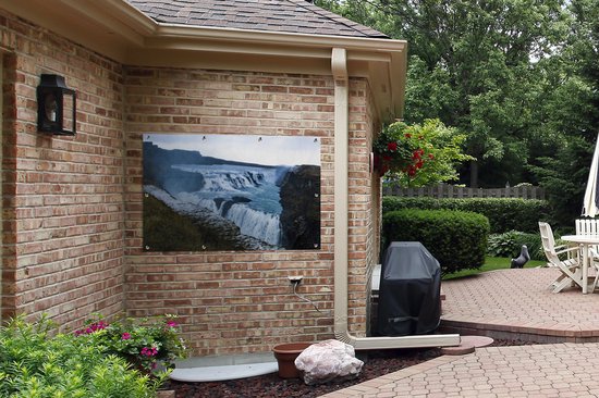 Affiche de jardin Islande - La cascade de Gullfoss en Islande 120x80 cm - Toile de jardin/Toile d'extérieur/ Peintures pour l'extérieur (décoration de jardin)