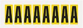 Letter stickers alfabet - 20 kaarten - geel zwart teksthoogte 50 mm Letter A