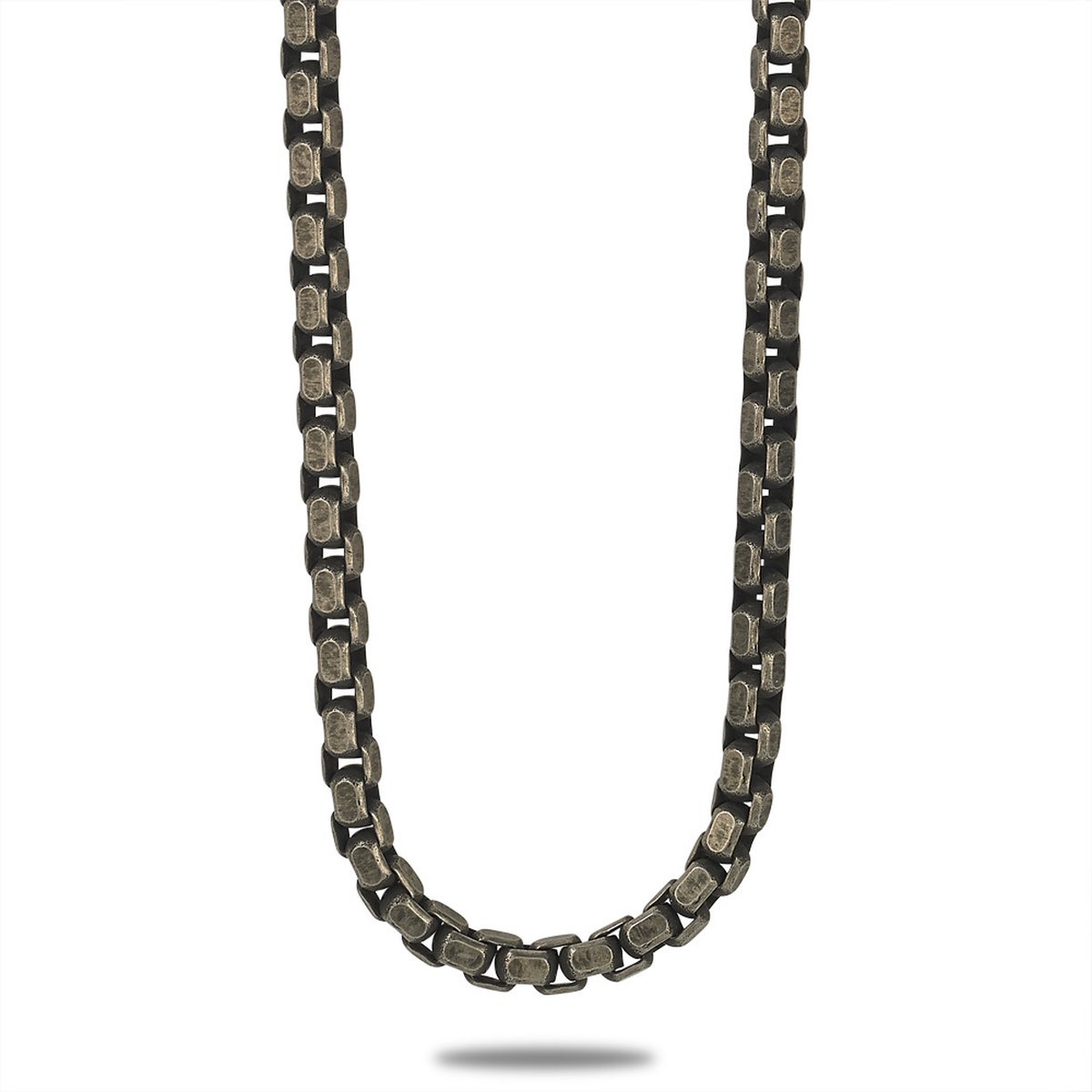 Twice As Nice Halsketting in edelstaal, vierkante ketting 50cm+5cm