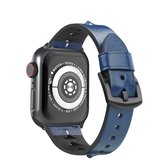 Visgraten lederen horlogeband voor Apple Watch Series 6 & SE & 5 & 4 44 mm / 3 & 2 & 1 42 mm (blauwe was)