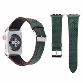 Voor Apple Watch Series 3 & 2 & 1 42 mm Simple Fashion echt lederen horlogebandje met gatenpatroon (groen)