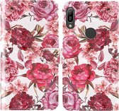 Voor Huawei Y6 (2019) / Y6 Pro (2019) / Honor 8 Play 3D-schilderij Gekleurd tekeningpatroon Horizontaal Flip TPU + PU-lederen hoes met houder & kaartsleuven & portemonnee & lanyard (kleine ro