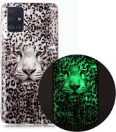 Voor Samsung Galaxy A51 Lichtgevende TPU zachte beschermhoes (Leopard Tiger)