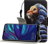 Voor Huawei Genieten 9 Gekleurde Tekening Horizontale Flip Leren Case met Houder & Kaartsleuf & Portemonnee (Donsjack Kat)
