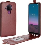 Voor Nokia 5.4 R64 Texture enkele verticale flip lederen beschermhoes met kaartsleuven en fotolijst (bruin)