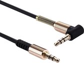 1 m 3,5 mm Jack Male-Male Plug Stereo Audio AUX-kabel met Metal Spring voor iPhone, iPad, Samsung, MP3, MP4, geluidskaart, tv, radio-recorder, etc. (zwart)