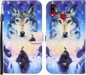 Voor Samsung Galaxy A10s Gekleurde Tekening Patroon Horizontale Flip Leren Case met Houder & Kaartsleuven & Portemonnee (Sunrise Wolf)