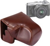 Full Body Camera PU lederen tas tas met riem voor Canon EOS M6 (koffie)