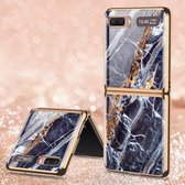 Voor Samsung Galaxy Z Flip 5G GKK Marble Pattern Galvaniseren Painted Glass Case (Marble 03)