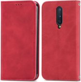 Retro Skin Feel Business Magnetische Horizontale Flip Leren Case Met Houder & Kaartsleuven & Portemonnee & Fotolijst Voor OnePlus 8 (Rood)