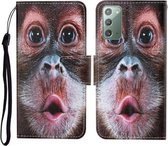 Voor Samsung Galaxy Note20 Gekleurde Tekening Patroon Horizontale Flip Leren Case met Houder & Kaartsleuven & Portemonnee & Lanyard (Orang-oetan)