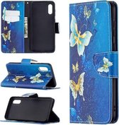 Voor Samsung Galaxy A02 / M02 Gekleurde Tekening Patroon Horizontale Flip Leren Case met Houder & Kaartsleuven & Portemonnee (Gouden Vlinder)