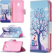Voor Nokia C1 Plus Gekleurde Tekening Patroon Horizontale Flip Leren Case met Houder & Kaartsleuven & Portemonnee (Uil)
