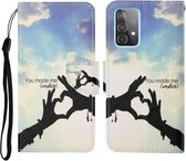 Voor Samsung Galaxy A52 5G / 4G Gekleurde Tekening Patroon Horizontale Flip Leren Case met Houder & Kaartsleuven & Portemonnee & Lanyard (Liefdesgebaar)