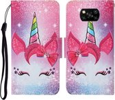 Voor Xiaomi Poco X3 NFC Gekleurde Tekening Patroon Horizontale Flip Leren Case met Houder & Kaartsleuven & Portemonnee & Lanyard (Wimper Eenhoorn)