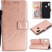 Voor Xiaomi Redmi Note 7 Totem Bloem Reliëf Horizontale Flip TPU + PU Lederen Case met Houder & Kaartsleuven & Portemonnee (Rose Goud)