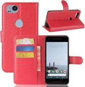 Voor Google Pixel 2 Litchi Texture Horizontale Flip Leren Case met houder & kaartsleuven & portemonnee (rood)