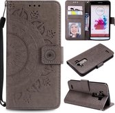 Voor LG G3 Totem Bloem Reliëf Horizontale Flip TPU + PU lederen tas met houder & kaartsleuven & portemonnee (grijs)
