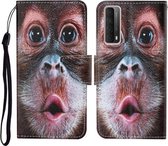 Voor Huawei P smart 2021 Gekleurde Tekening Patroon Horizontale Flip Leren Case met Houder & Kaartsleuven & Portemonnee & Lanyard (Orang-oetan)