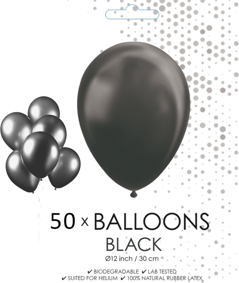 50 ballonnen zwart 12 inch.