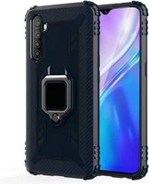 Voor OPPO Realme X2 koolstofvezel beschermhoes met 360 graden roterende ringhouder (blauw)