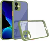 Bandzijde Textuur Contrastknop Schokbestendig PC + TPU telefoon beschermhoes voor iPhone 12 (legergroen)