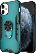 Voor iPhone 12 mini Magnetische Frosted PC + Matte TPU Schokbestendige Case met Ringhouder (Glinsterend Groen)