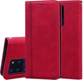 Voor Samsung Galaxy S20 Ultra Frosted Business Magnetische Horizontale Flip PU lederen tas met houder & kaartsleuf & lanyard (rood)