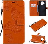 Voor Xiaomi Mi 10T Lite 3D vlinders reliëfpatroon horizontale flip lederen tas met houder & kaartsleuf & portemonnee (oranje)