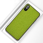 Schokbestendige stoffen textuur pc + TPU beschermhoes voor iPhone X / XS (groen)