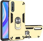 Voor Huawei Y8P (2020) 2 in 1 Armor Series PC + TPU beschermhoes met ringhouder (goud)