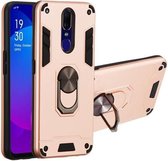 Voor OPPO F11 & A9 2 in 1 Armor Series PC + TPU beschermhoes met ringhouder (roségoud)