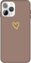 Voor iPhone 11 Pro Max Golden Love-heart Pattern Colorful Frosted TPU telefoon beschermhoes (kaki)