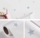 0,53 x 3m 3D Stars Moon Zelfklevend Behang Mediterrane Kinderen Muursticker (1502 Beige)