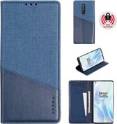 Voor OnePlus 8 MUXMA MX109 horizontale flip lederen tas met houder en kaartsleuf en portemonnee (blauw)