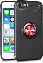 Metalen ringhouder 360 graden roterende TPU-hoes voor iPhone 6 & 6s (zwart + rood)