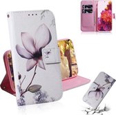 Voor Samsung Galaxy S21 Ultra 5G Gekleurde Tekening Horizontale Flip Leren Case, met Houder & Kaartsleuven & Portemonnee (Magnolia Bloem)