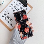 Voor Samsung Galaxy A71 5G Galvaniserend stikpatroon Zachte TPU beschermhoes (stiksels zwarte bloemen)