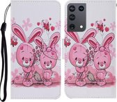 Voor Samsung Galaxy S21 Ultra 5G Gekleurde Tekening Patroon Horizontale Flip PU Lederen Case met Houder & Kaartsleuven & Portemonnee & Lanyard (Leuk Konijn)
