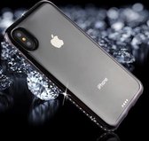 Voor iPhone X / XS Diamond Galvaniserende Rand TPU Transparante beschermende achterkant van de behuizing (donkerblauw)