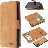 Voor Samsung Galaxy Note20 Afneembare Frosted Magnetische Horizontale Flip PU lederen tas met kaartsleuven & houder & rits Portemonnee & fotolijst (bruin)