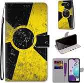 Voor LG Aristo 5 / K31 Gekleurde Tekening Cross Textuur Horizontale Flip PU Lederen Case met Houder & Kaartsleuven & Portemonnee & Lanyard (Geel Zwart Logo)