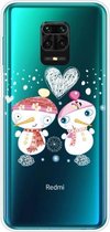 Voor Xiaomi Redmi Note 9S Christmas Series Transparante TPU beschermhoes (paar sneeuwpop)