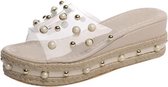 Parel transparant sexy sleehak slipper, schoenmaat: 38 (abrikoos)