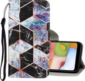 Voor Samsung Galaxy A50 / A30s Gekleurde tekening patroon Horizontale Flip PU lederen tas met houder & kaartsleuven & portemonnee & lanyard (zwart marmer)