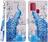 Voor Samsung Galaxy A21s 3D Schilderen Patroon Gekleurde Tekening Horizontale Flip PU Lederen Case met Houder & Kaartsleuven & Portemonnee (Blauwe Pauw)