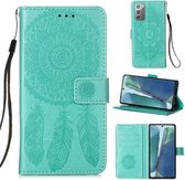 Voor Samsung Galaxy Note20 Dream Catcher Afdrukken Horizontale Flip Leren Case met Houder & Kaartsleuven & Portemonnee & Lanyard (Groen)