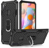 Voor Samsung Galaxy A11 (Amerikaanse versie) Cool Armor PC + TPU schokbestendig hoesje met 360 graden rotatie ringhouder (zwart)