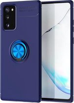 Voor Samsung Galaxy Note 20 metalen ringhouder 360 graden roterende TPU-hoes (blauw + blauw) (blauw + blauw)